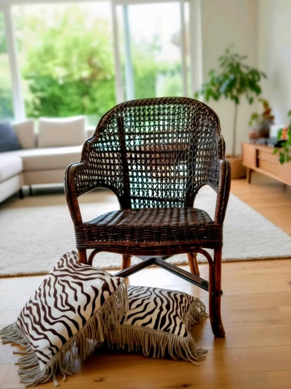 2 Custom Made Decorative Cowhide Zebra Print Fringe Pillows 14